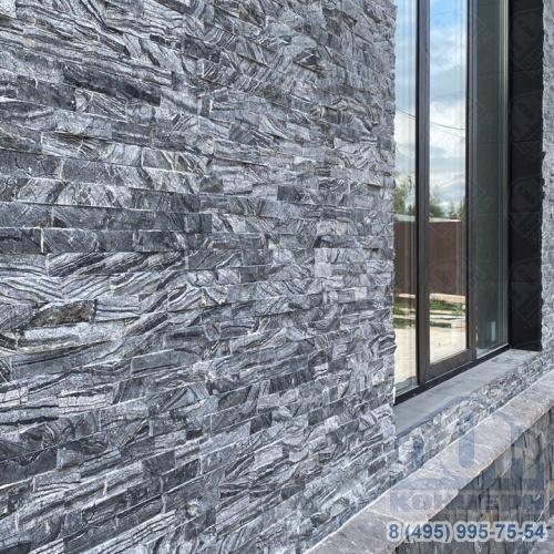 3D панель из натурального камня Мрамор древесный серый неоклассик
