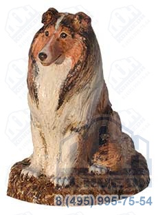 Скульптура из шамота «Собака Колли» цветная