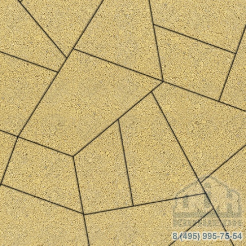 Тротуарная плитка  «ОРИГАМИ» - Б.4.Фсм.8 Стандарт (гладкий) Желтый комплект из 6 видов плит