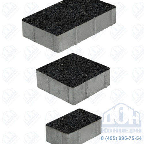 Тротуарная плитка  «СТАРЫЙ ГОРОД» - А.1.Фсм.4 Стоунмикс Чёрный, комплект из 3 видов плит