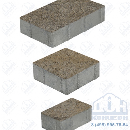Тротуарная плитка  «СТАРЫЙ ГОРОД» - А.1.Фсм.4 Искусственный камень Базальт, комплект из 3 видов плит