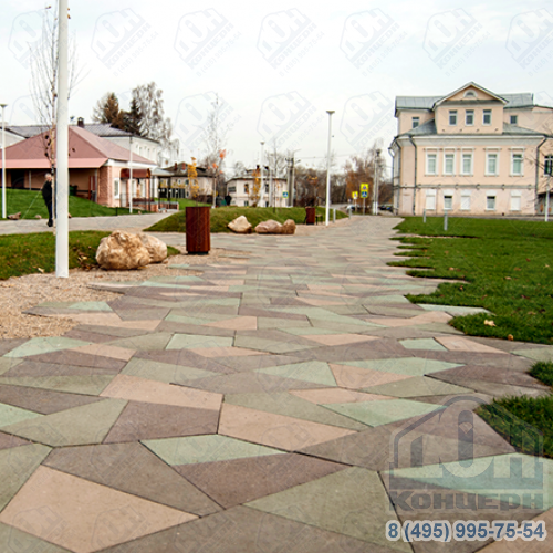 Тротуарная плитка  «ОРИГАМИ» - Б.4.Фсм.8 Стандарт (гладкий) Зеленый комплект из 6 видов плит