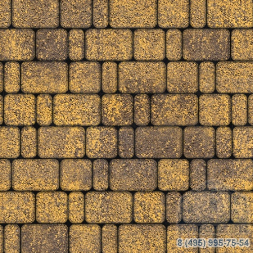 Тротуарная плита бетонная «КЛАССИКО» - Б.1.КО.6 Листопад гладкий Янтарь, комплект из 3 видов плит
