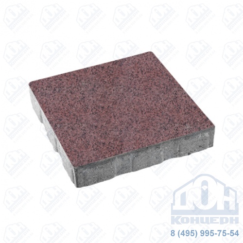 Тротуарная плита бетонная «КВАДРУМ» - Б.7.К.8 Гранит+ красный с черным