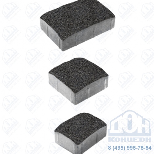 Тротуарная плитка  «УРИКО» - А.1.УР.4 Стандарт (гладкий) Черный, комплект из 3 видов плит