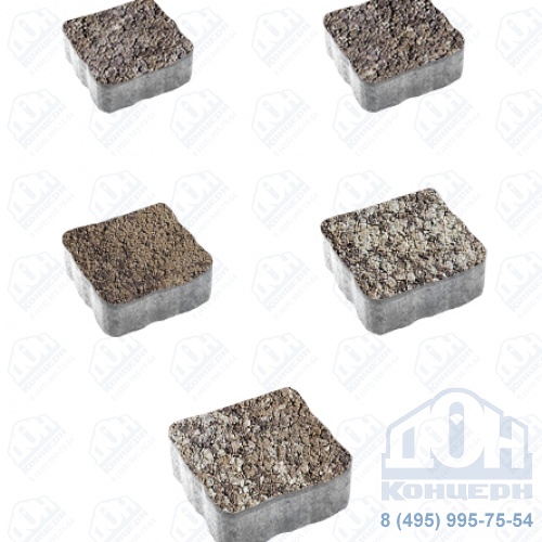 Тротуарная плита бетонная «АНТИК» - А.3.А.4 Листопад гранит Хаски, комплект из 5 видов плит