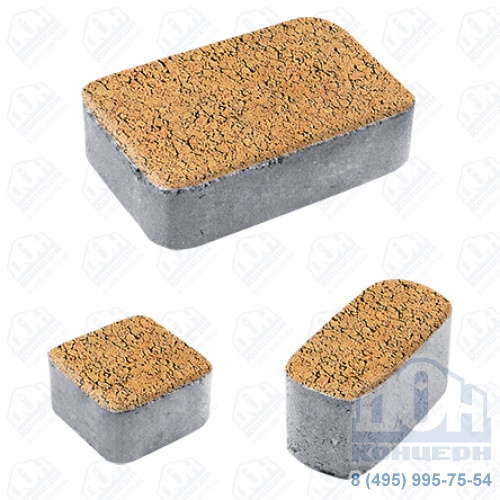 Тротуарная плита бетонная «КЛАССИКО» - Б.1.КО.6 Листопад гладкий Сахара, комплект из 3 видов плит