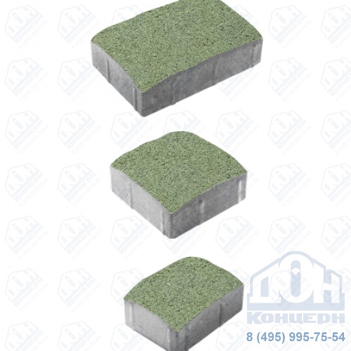 Тротуарная плитка  «УРИКО» - А.1.УР.4 Стандарт (гладкий) Зеленый, комплект из 3 видов плит