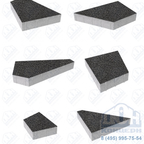 Тротуарная плитка  «ОРИГАМИ» - Б.4.Фсм.8 Гранит Черный комплект из 6 видов плит