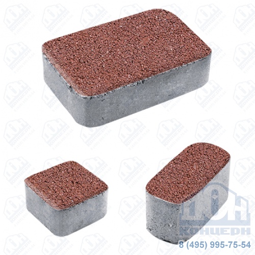Тротуарная плита бетонная «КЛАССИКО» - Б.1.КО.6 Гранит Красный, комплект из 3 видов плит