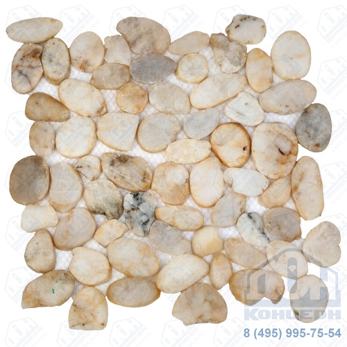 Каменная мозаика MS00-1 BCP ГАЛЬКА овал белая матовая