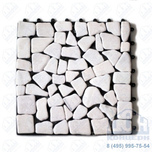 Каменная мозаика DT0536 МРАМОР белый круглый (пластиковая подложка)