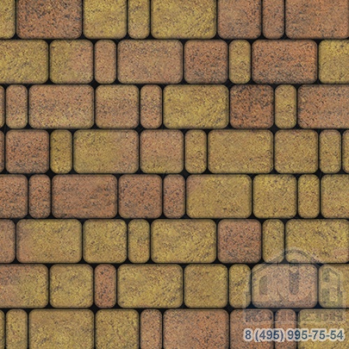 Тротуарная плита бетонная «КЛАССИКО» - Б.1.КО.6 Листопад гладкий Саванна, комплект из 3 видов плит