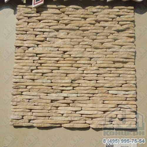 3D плитка из натурального камня Полоска светло-серая галтованная декоративная