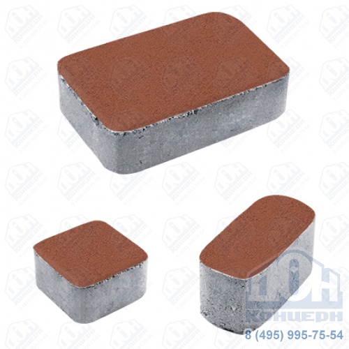 Тротуарная плита бетонная «КЛАССИКО» - Б.1.КО.6 Стандарт Красный, комплект из 3 видов плит