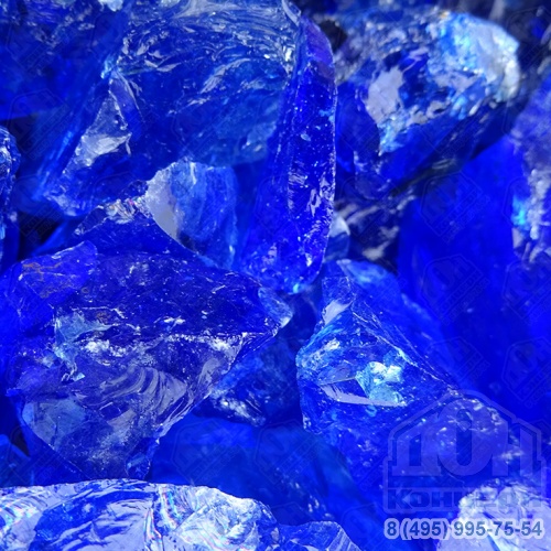 Стеклянная крошка синяя прозрачная фр. 20-40 мм