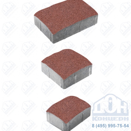 Тротуарная плитка  «УРИКО» - А.1.УР.4 Стандарт (гладкий) Красный, комплект из 3 видов плит