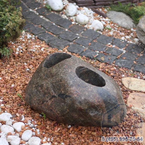Камень кашпо с двумя отверстиями №1