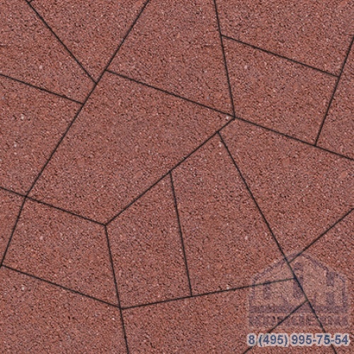 Тротуарная плитка  «ОРИГАМИ» - Б.4.Фсм.8 Гранит Красный комплект из 6 видов плит