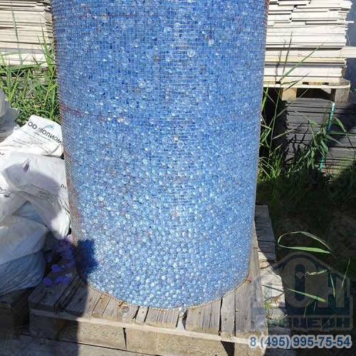 Стеклянная крошка Шарики хрустальные голубые фр. 100 мм
