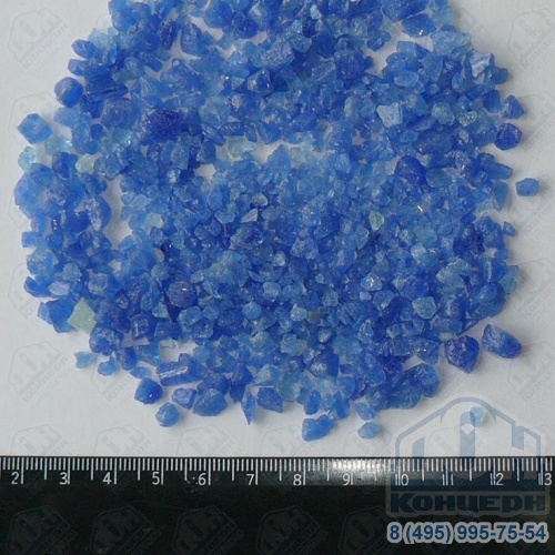 Стеклянная крошка голубая фр. 3-7 мм