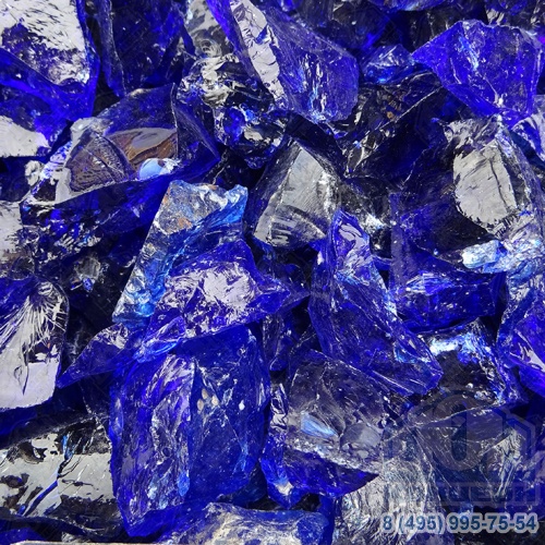 Стеклянная крошка темно-синяя прозрачная фр. 20-40 мм