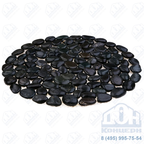Каменная мозаика MS00-3M ГАЛЬКА чёрная на круге