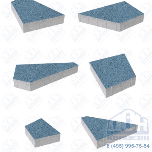 Тротуарная плитка  «ОРИГАМИ» - Б.4.Фсм.8 Гранит Синий комплект из 6 видов плит