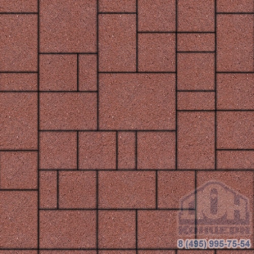 Тротуарная плитка  «МЮНХЕН» - Б.2.Фсм.6 Гранит Красный, комплект из 4 видов плит
