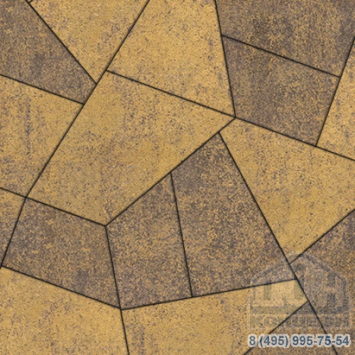 Тротуарная плитка  «ОРИГАМИ» - Б.4.Фсм.8 Листопад гладкий Янтарь комплект из 6 видов плит