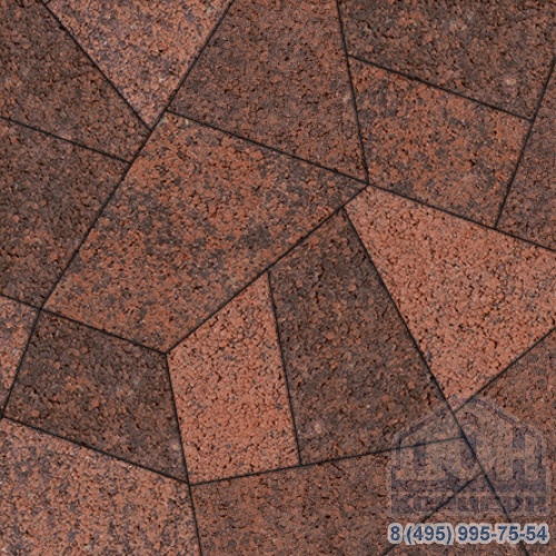 Тротуарная плитка  «ОРИГАМИ» - Б.4.Фсм.8 Листопад гладкий Клинкер комплект из 6 видов плит