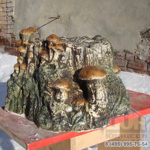 Скульптура из шамота «Пенёк с грибами» малый