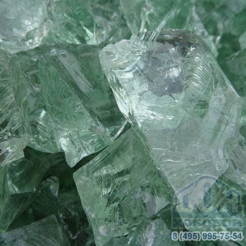 Стеклянная крошка хрусталь зеленый прозрачный фр. 20-40 мм