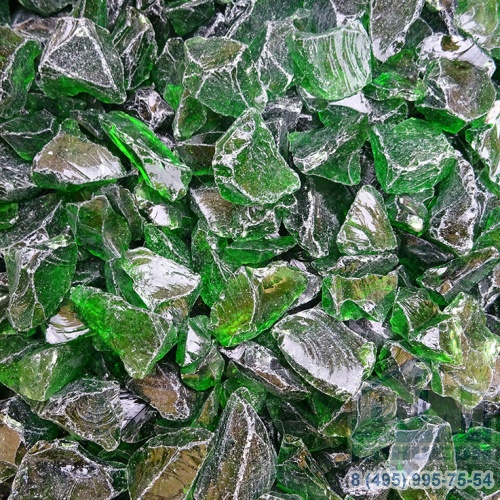 Крошка стеклянная светло-зеленая галтованная фр. 20-40 мм