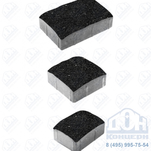 Тротуарная плитка  «УРИКО» - А.1.УР.4 Стоунмикс Черный, комплект из 3 видов плит
