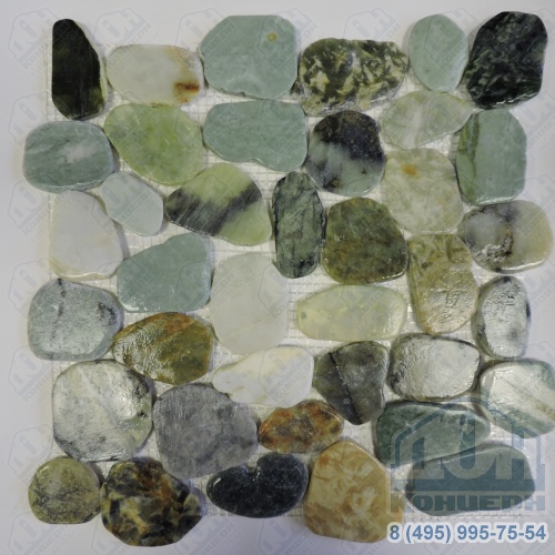 Каменная мозаика MS-WB1 МРАМОР бел/зел/серый круглый